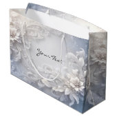 Witte Bloemrijke Gift Bag Groot Cadeauzakje (Achterkant Gekanteld)