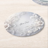 Witte Bloemrijke Papier Onderzetter (Gebogen)