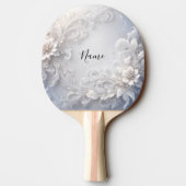 Witte Bloemrijke Ping Pong Paddle Tafeltennisbatje (Achterkant)