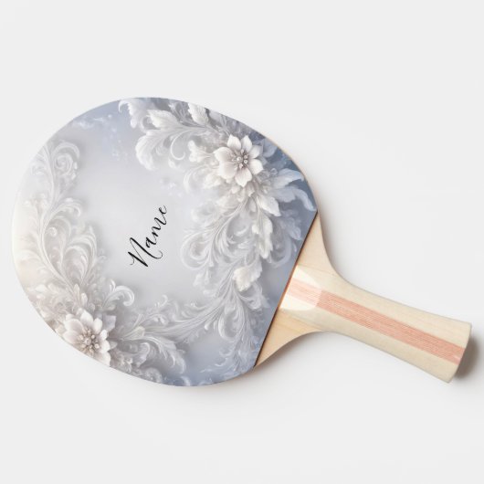 Witte Bloemrijke Ping Pong Paddle Tafeltennisbatje (Zijkant)