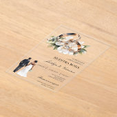 Witte Bloemring met Spaanse bruiloft Acryl Uitnodigingen (Laagn)