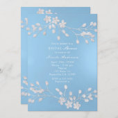 Witte Bloemtak Blauwe Bruids Douche Uitnodigingen (Voorkant / Achterkant)