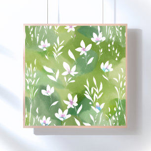 Witte Bloemvelden Elegante Lente Bloemen Poster