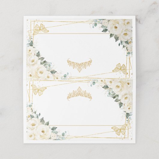 Witte bloemvlinders Quinceañera 16e verjaardag (Buitenkant ongevouwen)