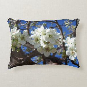 Witte bloesem Clusters Spring Flowering Pear Tree Accent Kussen