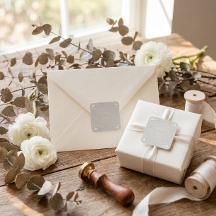 Witte Bloesem Gedempte Taupe Minimalistische Frame Vierkante Sticker