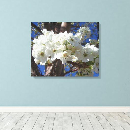 Witte bloesem II Lente bloei Canvas Afdruk (Insitu (Houten vloer))
