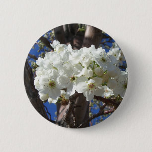 Witte bloesem II Lente bloei Ronde Button 5,7 Cm