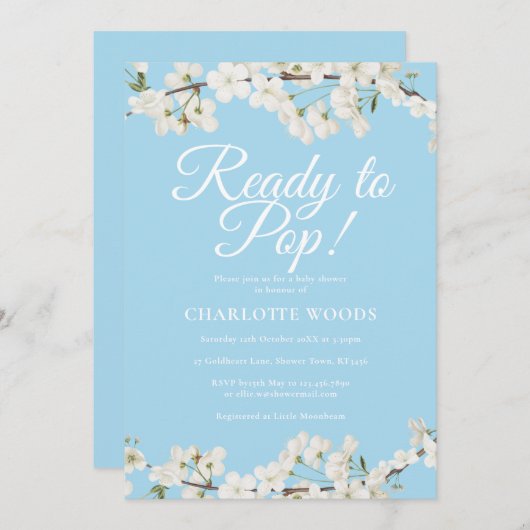 Witte Bloesem Kant Uitbarsten Baby Shower / Sprink Kaart (Voorkant / Achterkant)