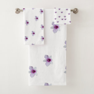 Witte Bloesem Paarse Centrum Cadeau Bad Handdoek