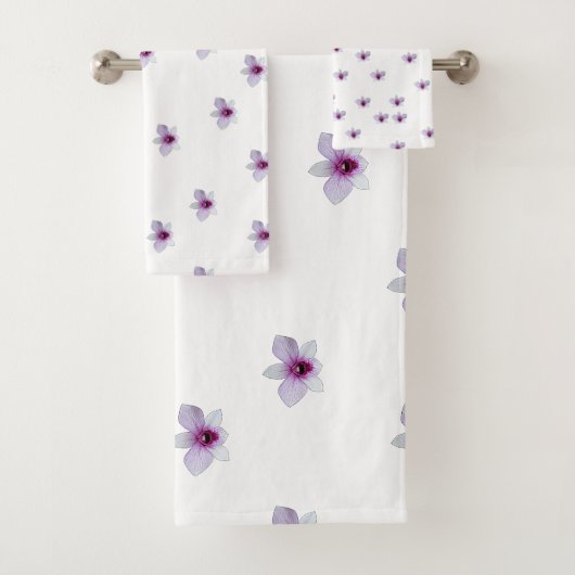 Witte Bloesem Paarse Centrum Cadeau Bad Handdoek (Insitu)