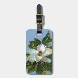 Witte bloesemende Magnolia Bagagelabel