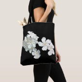 Witte bloesems Canvas tas (Dichtbij)