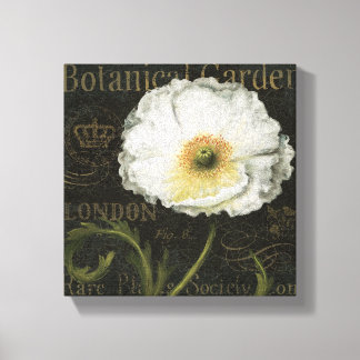 Witte bloesems en bladeren canvas afdruk