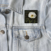Witte bloesems en bladeren vierkante button 5,1 cm (In situ)