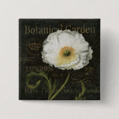 Witte bloesems en bladeren vierkante button 5,1 cm (Voorkant)