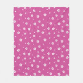 Witte bloesems op Hot Pink Fleece Deken (Voorkant)