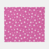 Witte bloesems op Hot Pink Fleece Deken (Voorkant (Horizontaal))