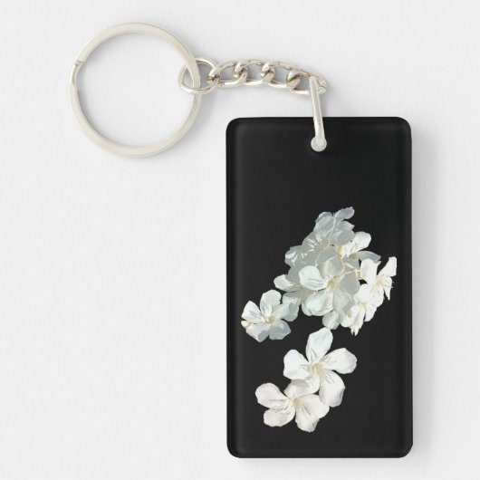 Witte bloesems sleutelhanger (Voorkant)
