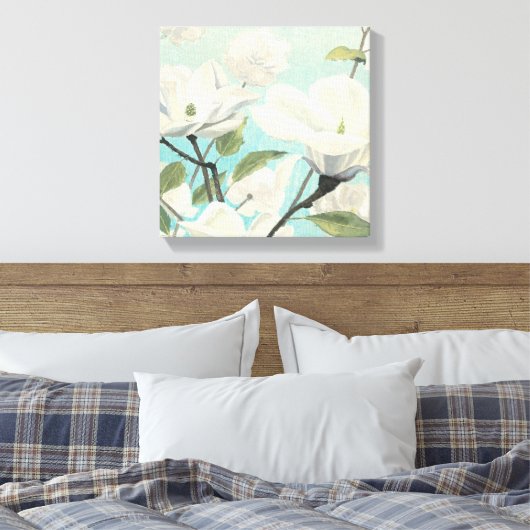 Witte bloesems uit het zuiden canvas afdruk (Insitu (Slaapkamer))