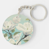 Witte bloesems uit het zuiden sleutelhanger (Achterkant)