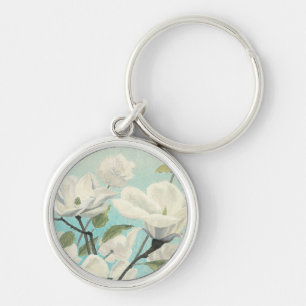 Witte bloesems uit het zuiden sleutelhanger
