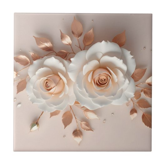 Witte Blush 3 D Bloem Tegeltje (Voorkant)