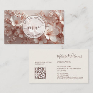 Witte Blush 3D Bloemen Logo Initialen Visitekaartje