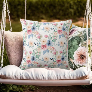Witte Blush Blue Rozen Elegant Kussen