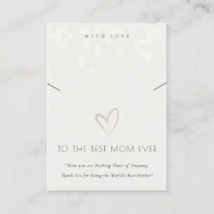 WITTE BLUSH HEART BEST MOM GIFT-KETTING DISPLAY PLAATSKAARTJE