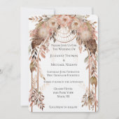 Witte Blush Roze Crème Boho Bloemen Trouwboog Kaart (Voorkant)