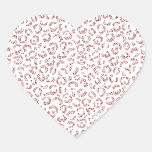 Witte Blush Roze Glam Glitter Luipaard Hart Sticker (Voorkant)