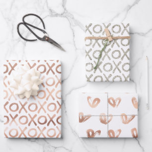 Witte Blush Roze Roze Goud Zilver XOXO Inpakpapier Vel