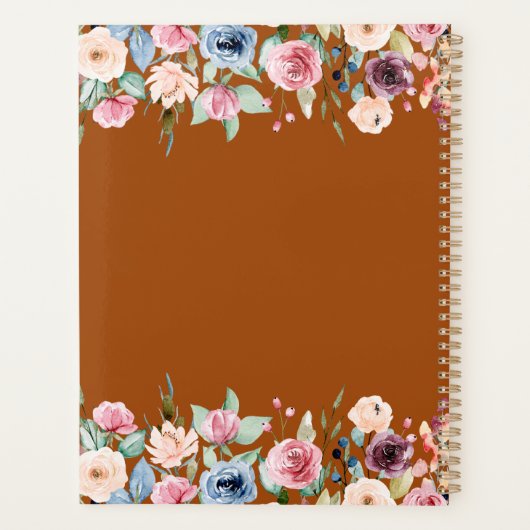 Witte Blush Rozen Terracotta Bruiloft Planner (Achterkant)
