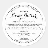 Witte body boter productlabel ronde sticker (Voorkant)