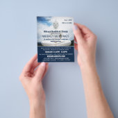 Witte boeddha-standbeeld, boeddhisme, boeddhistisc flyer (Hand)
