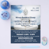 Witte boeddha-standbeeld, boeddhisme, boeddhistisc flyer (Enkel)