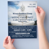 Witte boeddha-standbeeld, boeddhisme, boeddhistisc flyer (Hand)