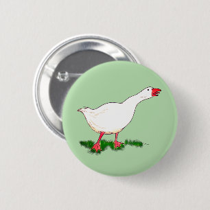 witte boerderijen gans ronde button 5,7 cm