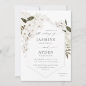 Witte Boho Bloemen bruiloft uitnodiging V3 LN (Voorkant)