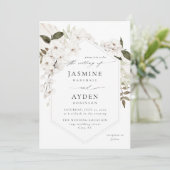 Witte Boho Bloemen bruiloft uitnodiging V3 LN (Staand voorkant)