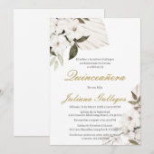 Witte boho bloemen Quinceanera uitnodiging (Voorkant / Achterkant)