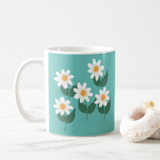 Witte Boho Daisy Bloemen Koffiemok