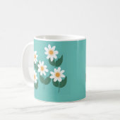 Witte Boho Daisy Bloemen Koffiemok (Voorkant links)