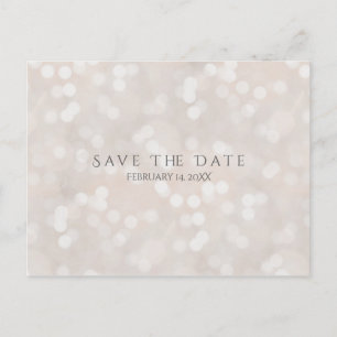 Witte Bokeh Moderne Glamour Chic Save the Date Aankondigingskaart