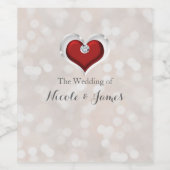 Witte Bokeh Rode Valentijn Glam Hart Wijn Labels Wijn Etiket (Enkel label)