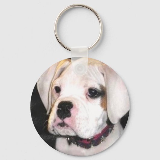 Witte bokspuppy sleutelhanger (Voorkant)
