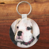 Witte bokspuppy sleutelhanger (Voorkant)
