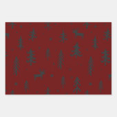 Witte Bomen Illustraties Rood Kerstmispatroon Inpakpapier Vel (Voorkant 2)