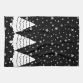 Witte bomen op zwart theedoek (Horizontaal)